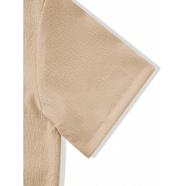 Set de 2 piezas, estilo europeo de moda, conjunto informal de camisa y pantalones de marca jacquard, holgado, ideal como outfit de playa y resort para parejas, adecuado como regalo para esposo/novio - Imagen 17
