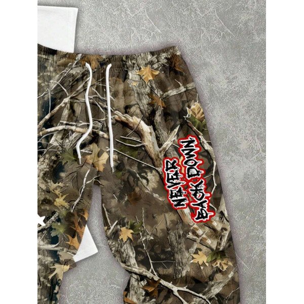Manfinity ZONE917 Conjunto de camiseta de manga corta y pantalones con estampado de letras y personajes de dibujos animados para hombre, de corte holgado - Imagen 13