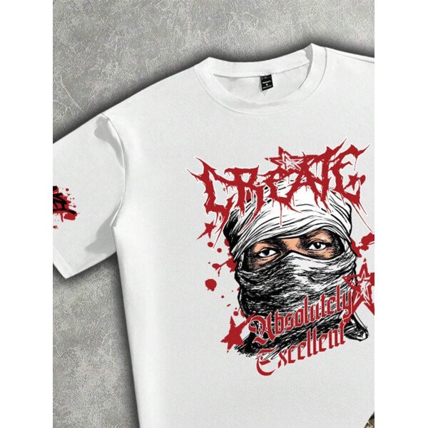 Manfinity ZONE917 Conjunto de camiseta de manga corta y pantalones con estampado de letras y personajes de dibujos animados para hombre, de corte holgado - Imagen 34