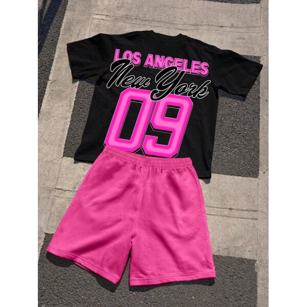 Manfinity EMRG Conjunto de camiseta con estampado de letra y retrato y pantalones cortos con cordón para hombre - Image 11