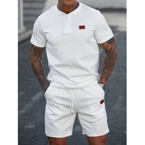 Manfinity CasualCool Conjunto de camiseta y pantalones cortos de unicolor para hombre, uso casual minimalista de uso diario, conjunto de ropa blanca para hombre, conjunto de 2 piezas casual para hombre