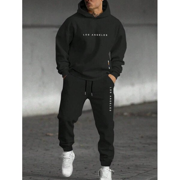 Manfinity Homme Conjunto De Sudadera Con Capucha Y Pantalón Deportivo De Hombre Con Estampado De Letras Y Corte Holgado - Image 2