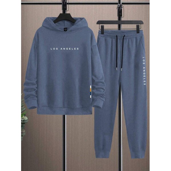 Manfinity Homme Conjunto De Sudadera Con Capucha Y Pantalón Deportivo De Hombre Con Estampado De Letras Y Corte Holgado - Image 16