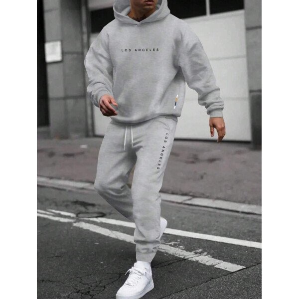 Manfinity Homme Conjunto De Sudadera Con Capucha Y Pantalón Deportivo De Hombre Con Estampado De Letras Y Corte Holgado - Image 24
