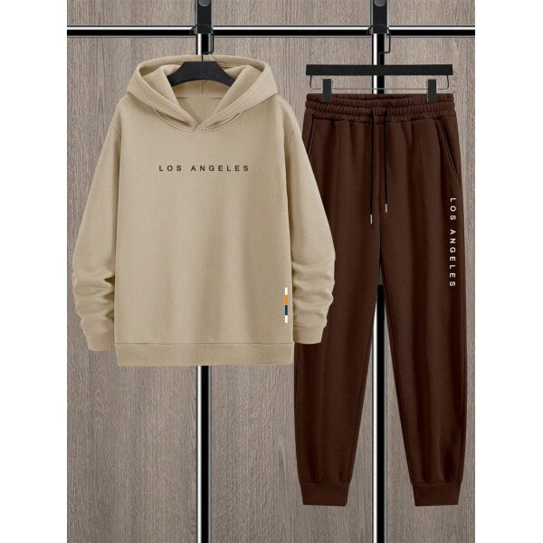 Manfinity Homme Conjunto De Sudadera Con Capucha Y Pantalón Deportivo De Hombre Con Estampado De Letras Y Corte Holgado - Image 44