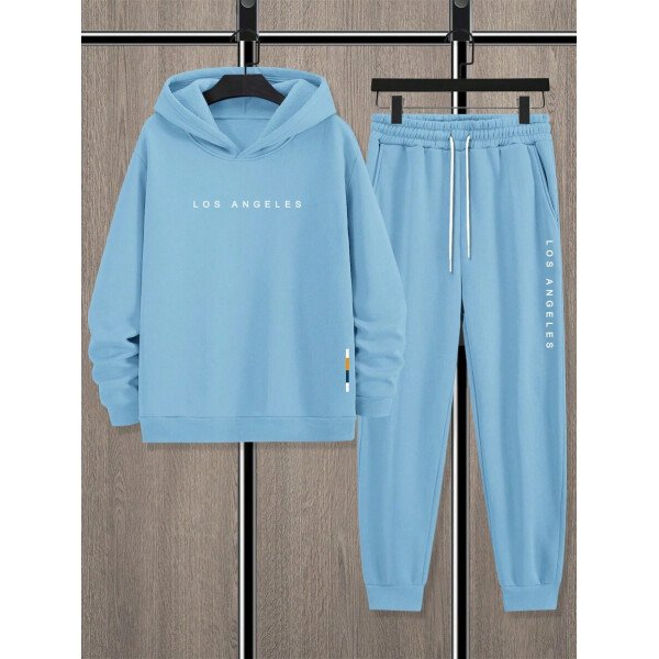 Manfinity Homme Conjunto De Sudadera Con Capucha Y Pantalón Deportivo De Hombre Con Estampado De Letras Y Corte Holgado - Image 58