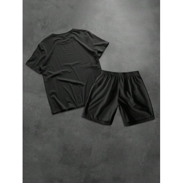 Manfinity Homme Conjunto de 2 piezas para hombres con camiseta de manga corta de cuello redondo con estampado de naipes y pantalones cortos con cordón en la cintura - Imagen 3