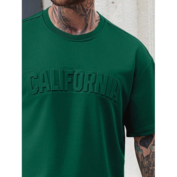 Manfinity Homme Conjunto de camiseta de manga corta casual con estampado de letras en relieve y pantalones largos con cordón en la cintura, para hombre, de verano - Image 23