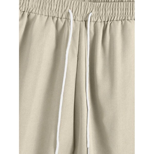 Manfinity CasualCool Conjunto de camiseta de manga corta de cuello redondo con estampado y pantalones cortos casuales de verano para hombres, conjunto de ropa de verano para hombres - Imagen 36