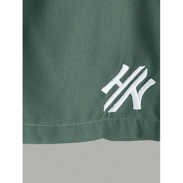 Manfinity CasualCool Conjunto de camiseta de manga corta de cuello redondo con estampado y pantalones cortos casuales de verano para hombres, conjunto de ropa de verano para hombres - Imagen 47