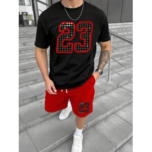 Manfinity Homme Conjunto casual de camiseta con estampado numérico y pantalones cortos para hombre de verano