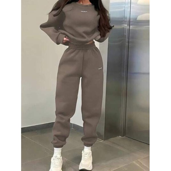 INAWLY Set de 2 piezas de sudadera y pantalón de chándal casual con impresión de letras para mujer