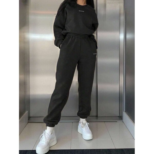INAWLY Set de 2 piezas de sudadera y pantalón de chándal casual con impresión de letras para mujer - Image 5