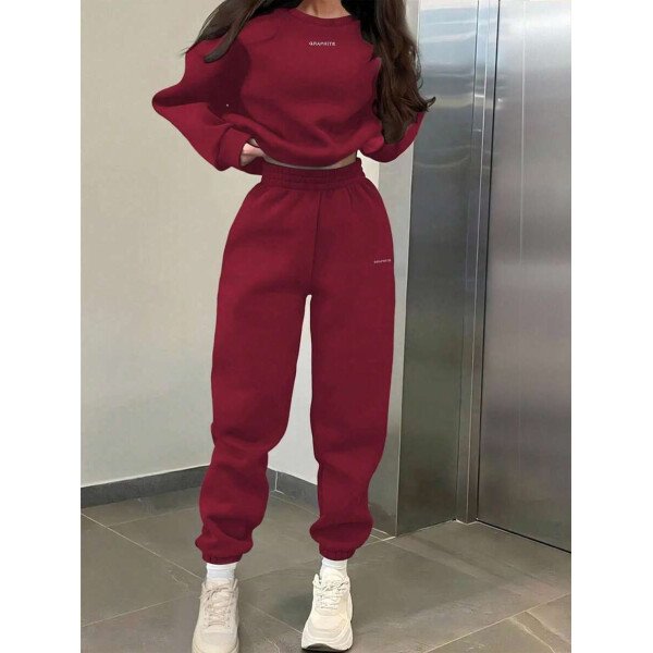 INAWLY Set de 2 piezas de sudadera y pantalón de chándal casual con impresión de letras para mujer - Image 6