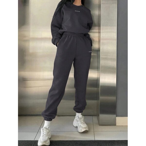 INAWLY Set de 2 piezas de sudadera y pantalón de chándal casual con impresión de letras para mujer - Image 22