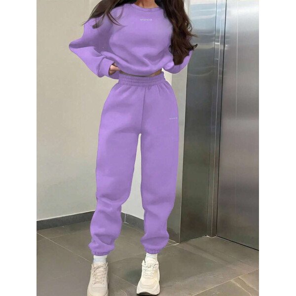 INAWLY Set de 2 piezas de sudadera y pantalón de chándal casual con impresión de letras para mujer - Image 24
