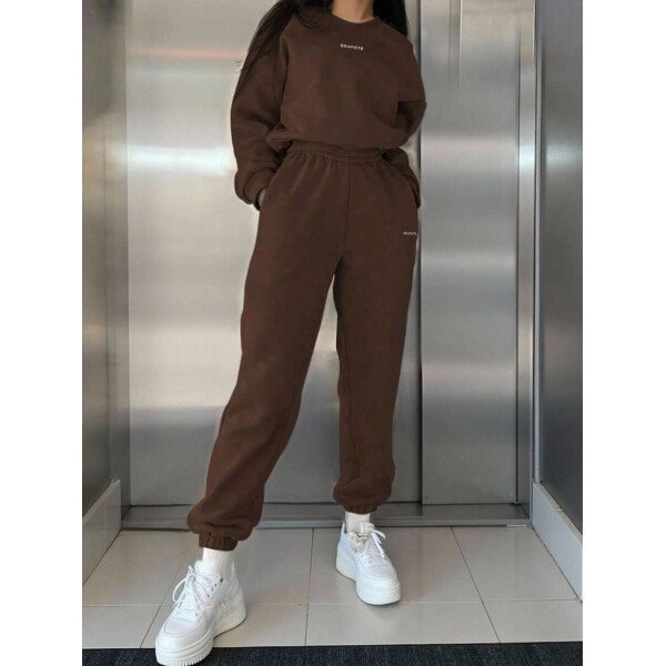 INAWLY Set de 2 piezas de sudadera y pantalón de chándal casual con impresión de letras para mujer - Image 29