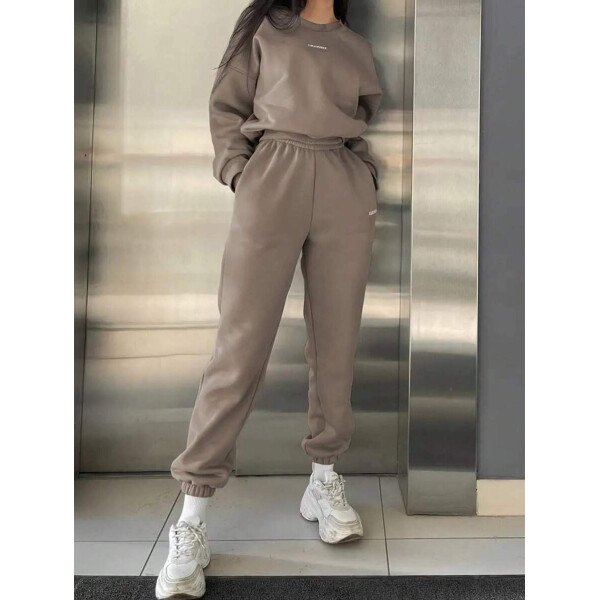 INAWLY Set de 2 piezas de sudadera y pantalón de chándal casual con impresión de letras para mujer - Image 34