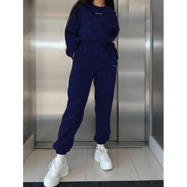 INAWLY Set de 2 piezas de sudadera y pantalón de chándal casual con impresión de letras para mujer - Image 40