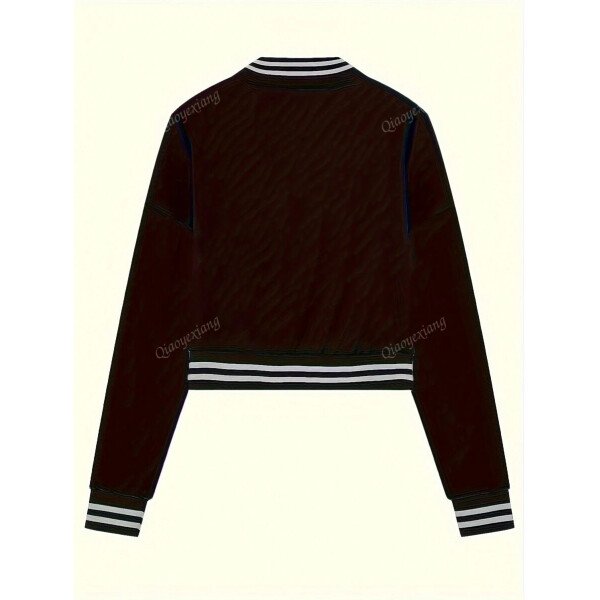 Conjunto de 2 piezas para mujer- Chaqueta deportiva de un solo pecho de unicolor y parte superior - Imagen 4