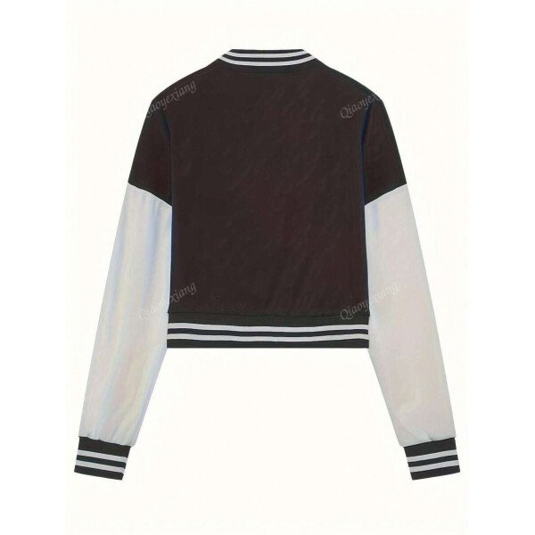 Conjunto de 2 piezas para mujer- Chaqueta deportiva de un solo pecho de unicolor y parte superior - Imagen 7