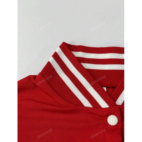 Conjunto de 2 piezas para mujer- Chaqueta deportiva de un solo pecho de unicolor y parte superior - Imagen 18