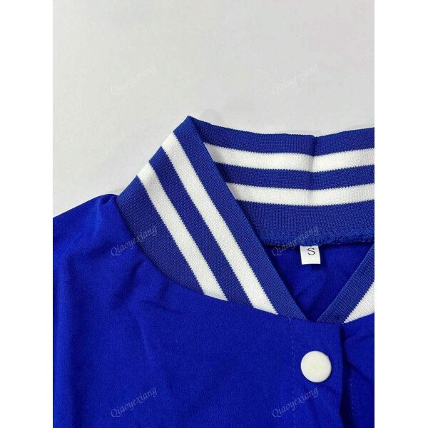 Conjunto de 2 piezas para mujer- Chaqueta deportiva de un solo pecho de unicolor y parte superior - Imagen 28