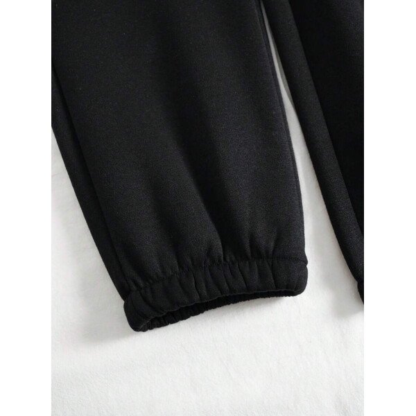 Conjunto De Cuello Redondo De Sudadera Y Pantalones De Chándal Para Mujer Con Estampado De Letras Y Oso - Imagen 4
