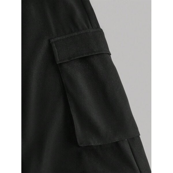 SHEIN EZwear Conjunto de 2 piezas para mujer con camiseta de manga corta con estampado de letra y pantalón cargo de verano - Imagen 3
