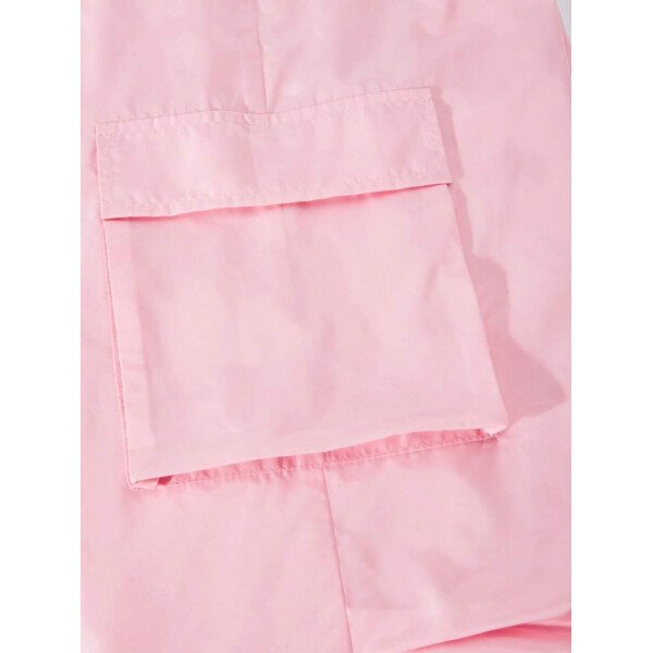SHEIN Set de 2 piezas de niña preadolescente con camiseta de manga raglán con gráfico al estilo estadounidense y pantalones cargo con bolsillo con aplicación - Image 47