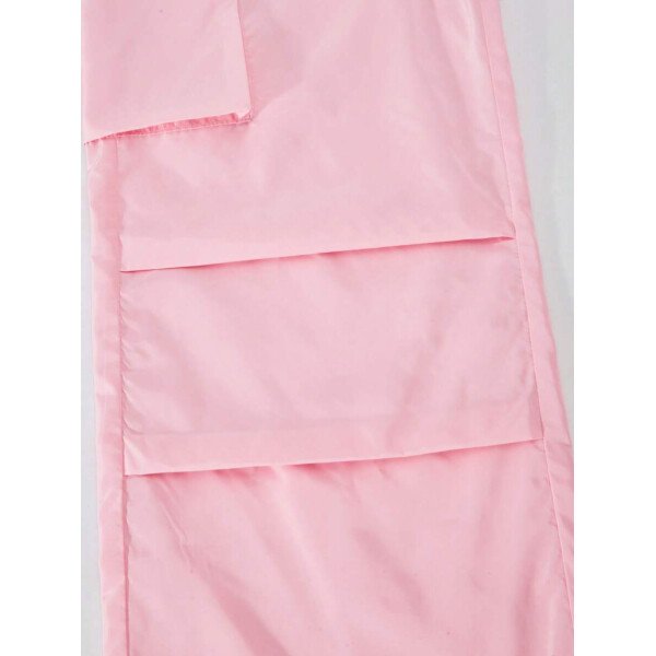 SHEIN Set de 2 piezas de niña preadolescente con camiseta de manga raglán con gráfico al estilo estadounidense y pantalones cargo con bolsillo con aplicación - Image 48
