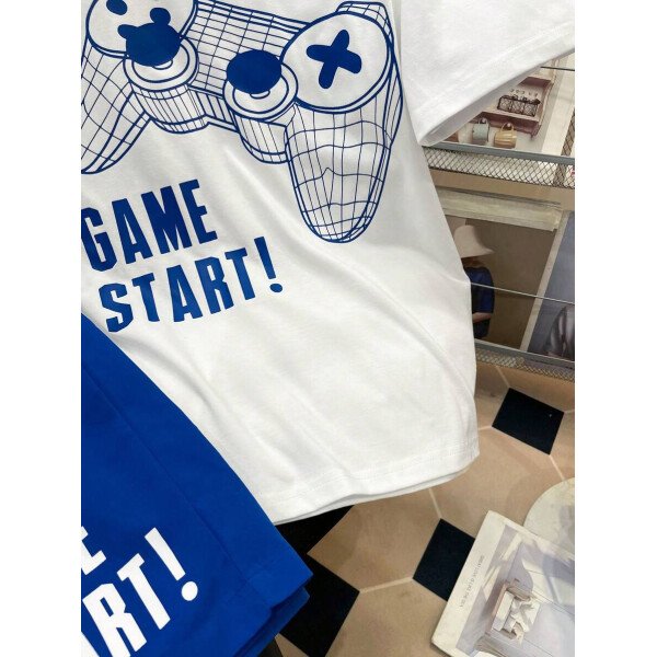 SHEIN Set de 2 piezas de camiseta con estampado gráfico de videojuegos y pantalones cortos casuales para adolescentes varones, conjunto de verano hecho de algodón - Image 5