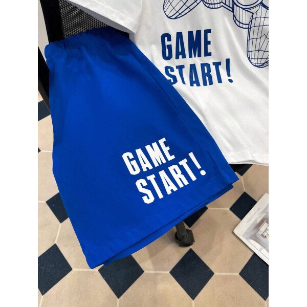 SHEIN Set de 2 piezas de camiseta con estampado gráfico de videojuegos y pantalones cortos casuales para adolescentes varones, conjunto de verano hecho de algodón - Image 9