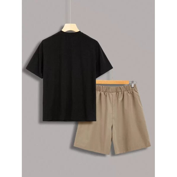 SHEIN Set de 2 piezas de camiseta con estampado gráfico de videojuegos y pantalones cortos casuales para adolescentes varones, conjunto de verano hecho de algodón - Image 13
