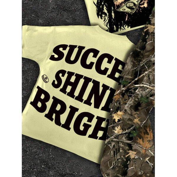 SHEIN Conjunto informal de 2 piezas para niño preadolescente con camiseta de cuello redondo con estampado de personaje de dibujos animados y texto "Rich Soon", y pantalones acampanados con estampado de bolsa de dinero y llamas, adecuado para verano, ropa urbana, música rock, casual elegante - Image 13