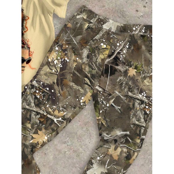 SHEIN Conjunto informal de 2 piezas para niño preadolescente con camiseta de cuello redondo con estampado de personaje de dibujos animados y texto "Rich Soon", y pantalones acampanados con estampado de bolsa de dinero y llamas, adecuado para verano, ropa urbana, música rock, casual elegante - Image 83