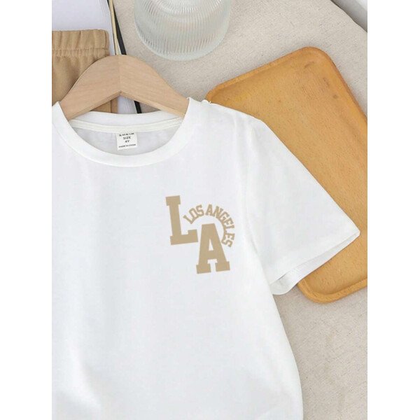 SHEIN Set de 2 piezas de camiseta de manga corta de cuello redondo con gráfico de dibujos animados y pantalón largo casual para niño - Image 25