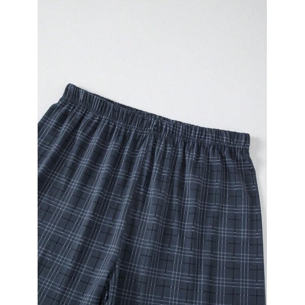 Conjunto de pijama ligero para hombre de 3 piezas, camisa de manga corta y pantalones cortos o pantalones, conjunto de ropa de dormir de verano a cuadros - Imagen 20