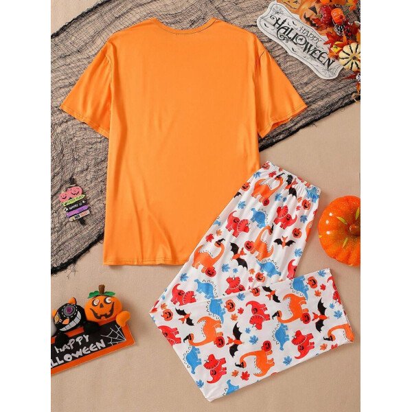 Set de pijama casual de 2 piezas para hombres con estampado de koala de dibujos animados en la parte superior de manga corta y pantalones - Image 3