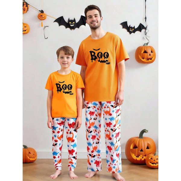 Set de pijama casual de 2 piezas para hombres con estampado de koala de dibujos animados en la parte superior de manga corta y pantalones - Image 5