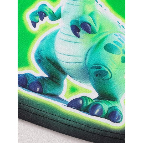 Conjunto de pijama de 2 piezas para niños pequeños con Top de manga larga con cuello redondo y estampado láser digital de dinosaurio lindo y tejido, y leggings con estampado completo de dinosaurio. Cómodo y elástico para primavera y verano - Image 8