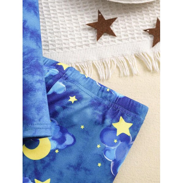 SHEIN 2 piezas Conjunto de pijama cómodo con parte superior de manga larga y pantalones, diseño de dinosaurio que brilla en la oscuridad, ajuste ceñido para niño pequeño - Image 5