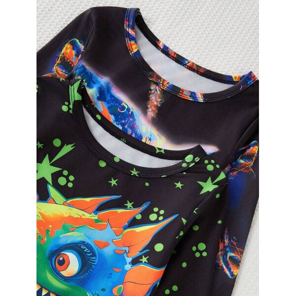 Set de 2 piezas de pijama con top de manga larga y pantalones largos con estampado de ballena, dinosaurio y estrellas que brillan en la oscuridad para niño pequeño (se venden 2 sets por separado) - Image 8