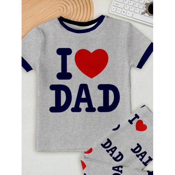 SHEIN Conjunto de ropa interior para el hogar de niño bebé con ajuste ceñido, camiseta de mangas cortas de cuello redondo y pantalones, estilo casual, para primavera/verano - Image 6
