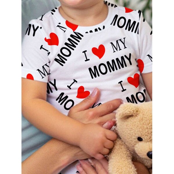 SHEIN Conjunto de ropa interior para el hogar de niño bebé con ajuste ceñido, camiseta de mangas cortas de cuello redondo y pantalones, estilo casual, para primavera/verano - Image 17