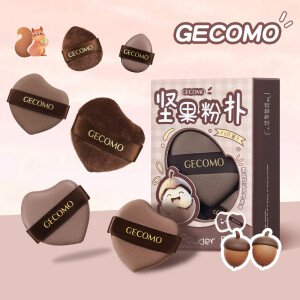 GECOMO 6 PCS Nut Powder Puff Set Sponge Dry and Wet Dual-Use Leather Surface Flocking Makeup Puff Soft Skin-friendly Air Cushion