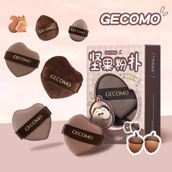 GECOMO 6 PCS Nut Powder Puff Set Sponge Dry and Wet Dual-Use Leather Surface Flocking Makeup Puff Soft Skin-friendly Air Cushion