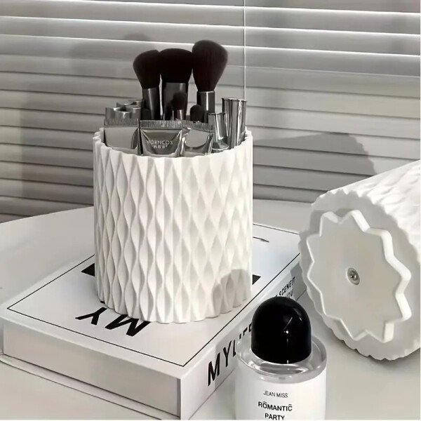 360 Rotation Large Capacity Makeup Brush Bucket Lipstick Eyebrow Pencil Eye Shadow Brush Storage Cartridge Portable Brush Storag - Imagen 2