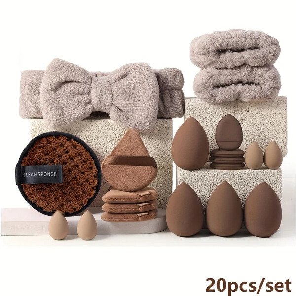 20/40PC makeup tool set large and small beauty sponges for flawless makeup application and removal of makeup full set of tools - Imagen 5
