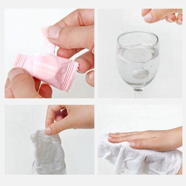 50/100pcs Compressed Towel Travel Outdoor Cotton Non-woven Towel Disposable Face Towel Tablet Cloth Wipes Tissue Makeup Cleaning - Imagen 5